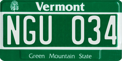 VT license plate NGU034