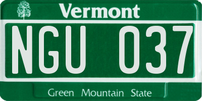 VT license plate NGU037