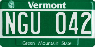 VT license plate NGU042