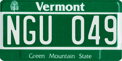 VT license plate NGU049