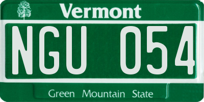VT license plate NGU054