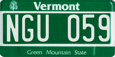 VT license plate NGU059