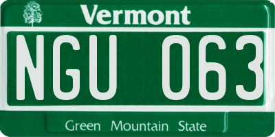 VT license plate NGU063