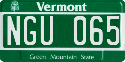 VT license plate NGU065