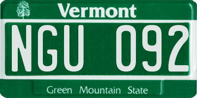 VT license plate NGU092