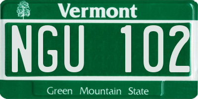 VT license plate NGU102