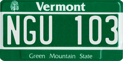 VT license plate NGU103