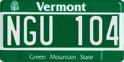 VT license plate NGU104