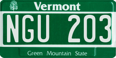 VT license plate NGU203