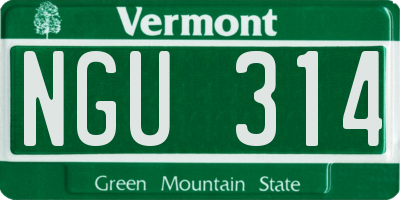 VT license plate NGU314