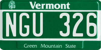 VT license plate NGU326