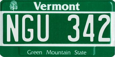 VT license plate NGU342