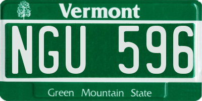 VT license plate NGU596