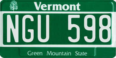VT license plate NGU598