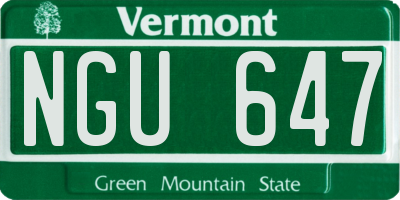 VT license plate NGU647