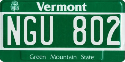 VT license plate NGU802
