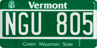 VT license plate NGU805