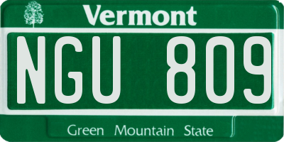 VT license plate NGU809