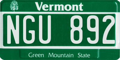 VT license plate NGU892