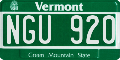 VT license plate NGU920