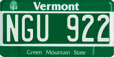 VT license plate NGU922