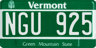 VT license plate NGU925