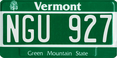 VT license plate NGU927
