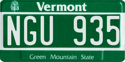 VT license plate NGU935