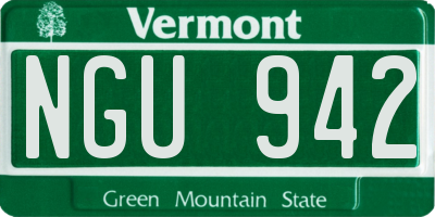 VT license plate NGU942