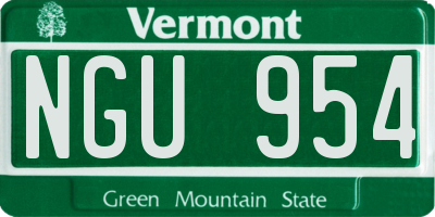 VT license plate NGU954