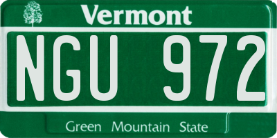 VT license plate NGU972