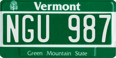 VT license plate NGU987