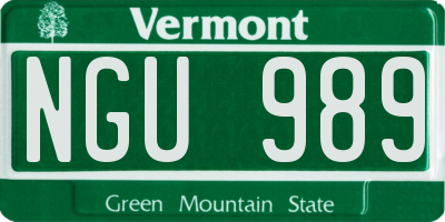 VT license plate NGU989