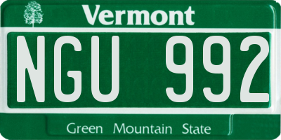 VT license plate NGU992