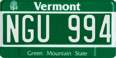 VT license plate NGU994