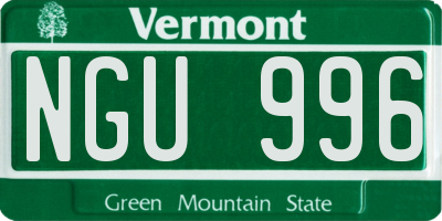 VT license plate NGU996
