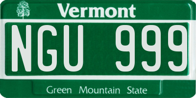 VT license plate NGU999