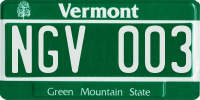 VT license plate NGV003