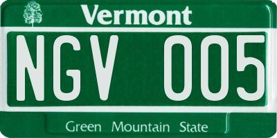 VT license plate NGV005