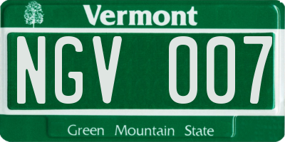 VT license plate NGV007