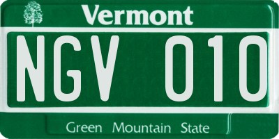 VT license plate NGV010
