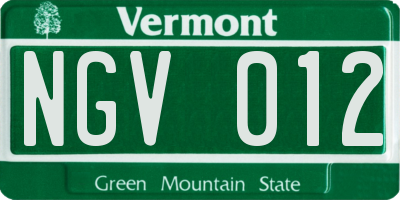 VT license plate NGV012
