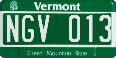 VT license plate NGV013