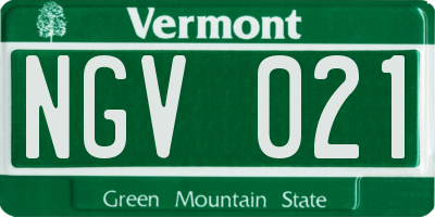 VT license plate NGV021