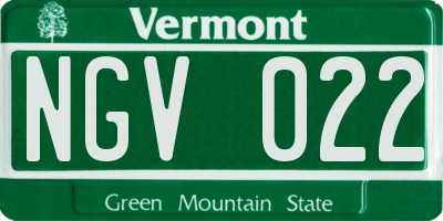 VT license plate NGV022