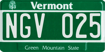 VT license plate NGV025