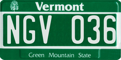 VT license plate NGV036