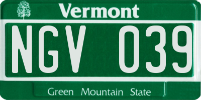 VT license plate NGV039