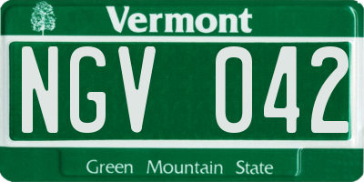 VT license plate NGV042