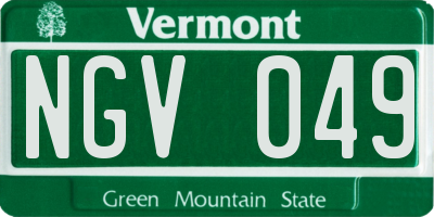 VT license plate NGV049